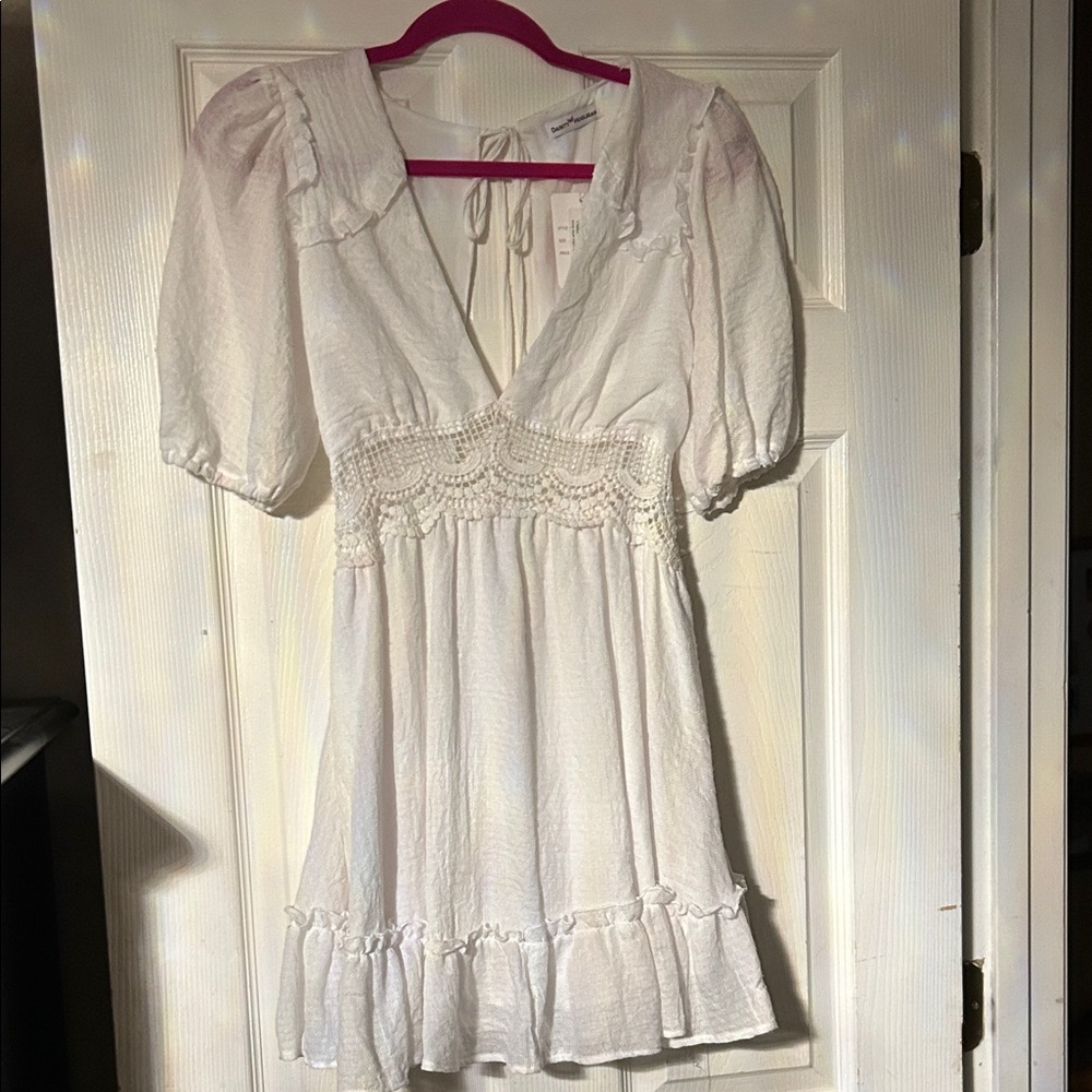Dainty Hooligan Elegant White Textured Dress
